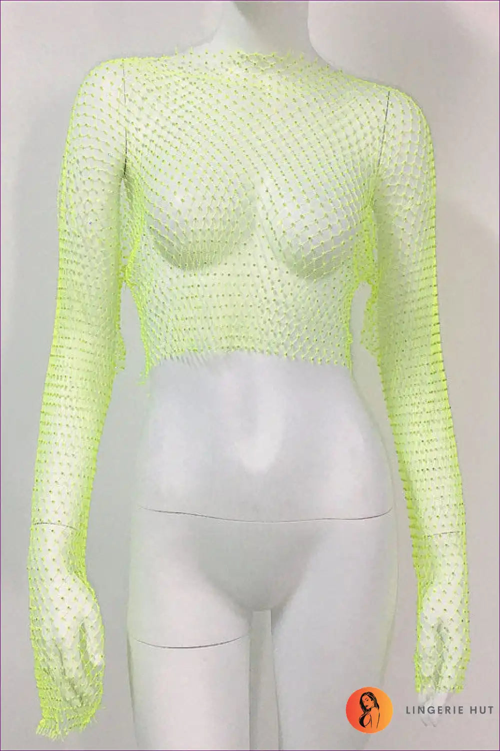 Sparkling Seduction Fishnet Top - Shine Bright Bold For Clubwear, Crop, Sheer,
