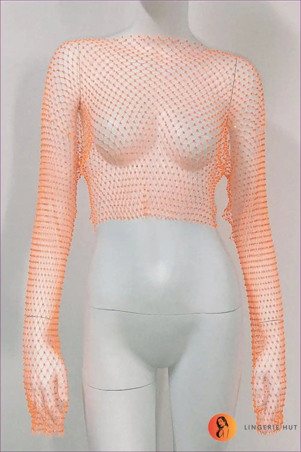 Sparkling Seduction Fishnet Top - Shine Bright Bold For Clubwear, Crop, Sheer,