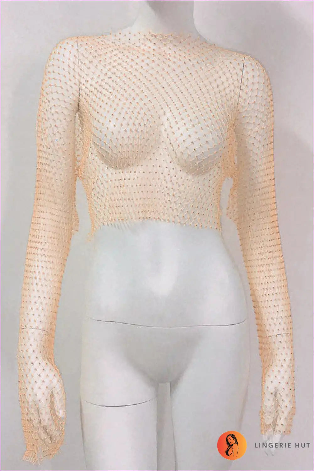 Sparkling Seduction Fishnet Top - Shine Bright Bold For Clubwear, Crop, Sheer,
