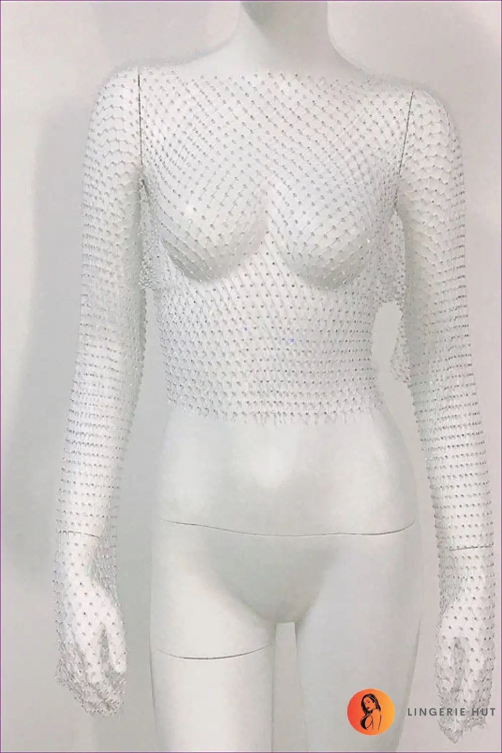 Sparkling Seduction Fishnet Top - Shine Bright Bold For Clubwear, Crop, Sheer,