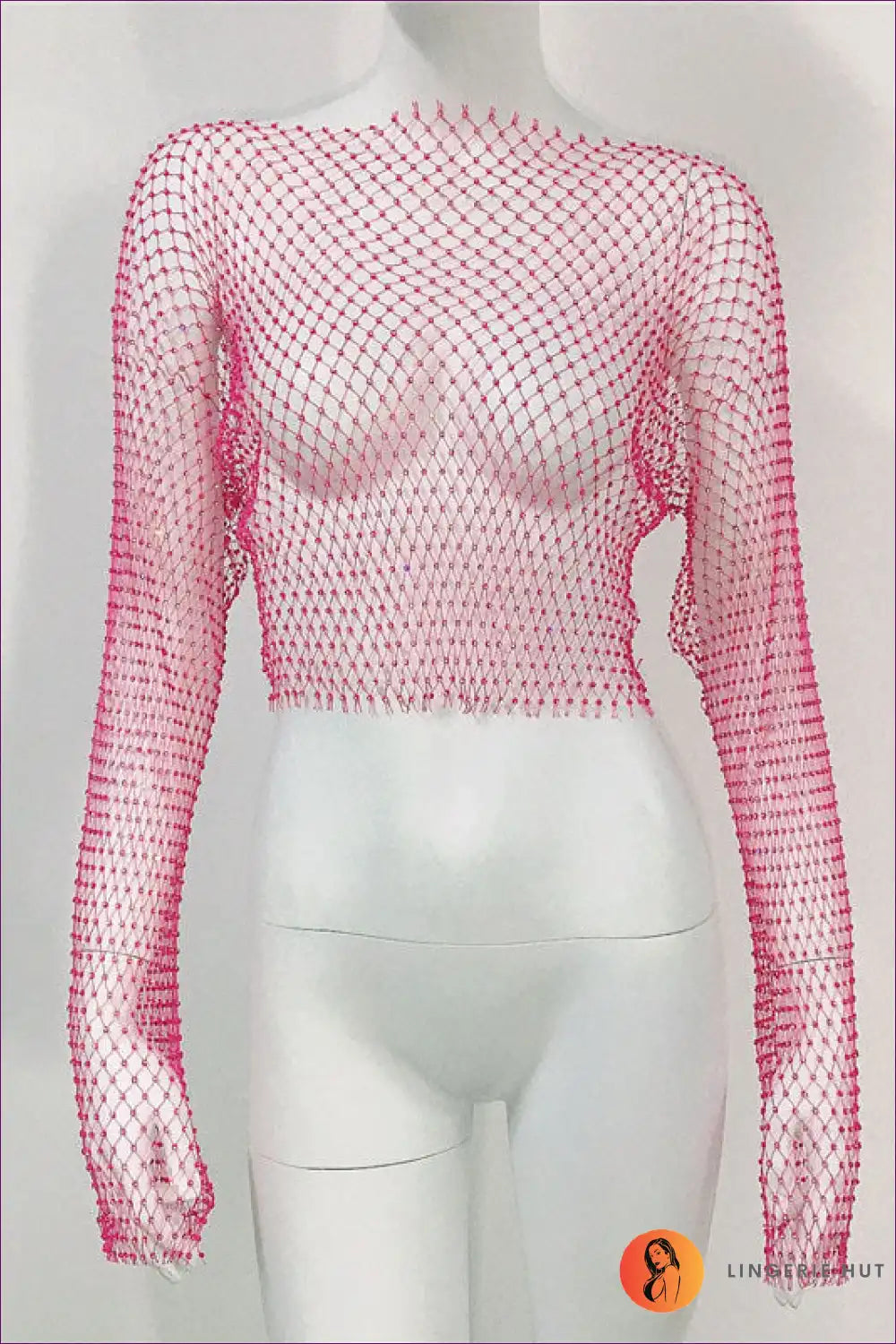 Sparkling Seduction Fishnet Top - Shine Bright Bold For Clubwear, Crop, Sheer,