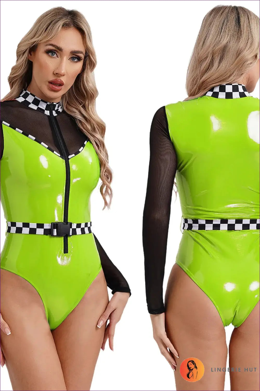 Speed Racer Costume Bodysuit - Fantasy Roleplay Ready - Green / s - Lingerie Hut - Clubwear • Cutout • Halloween