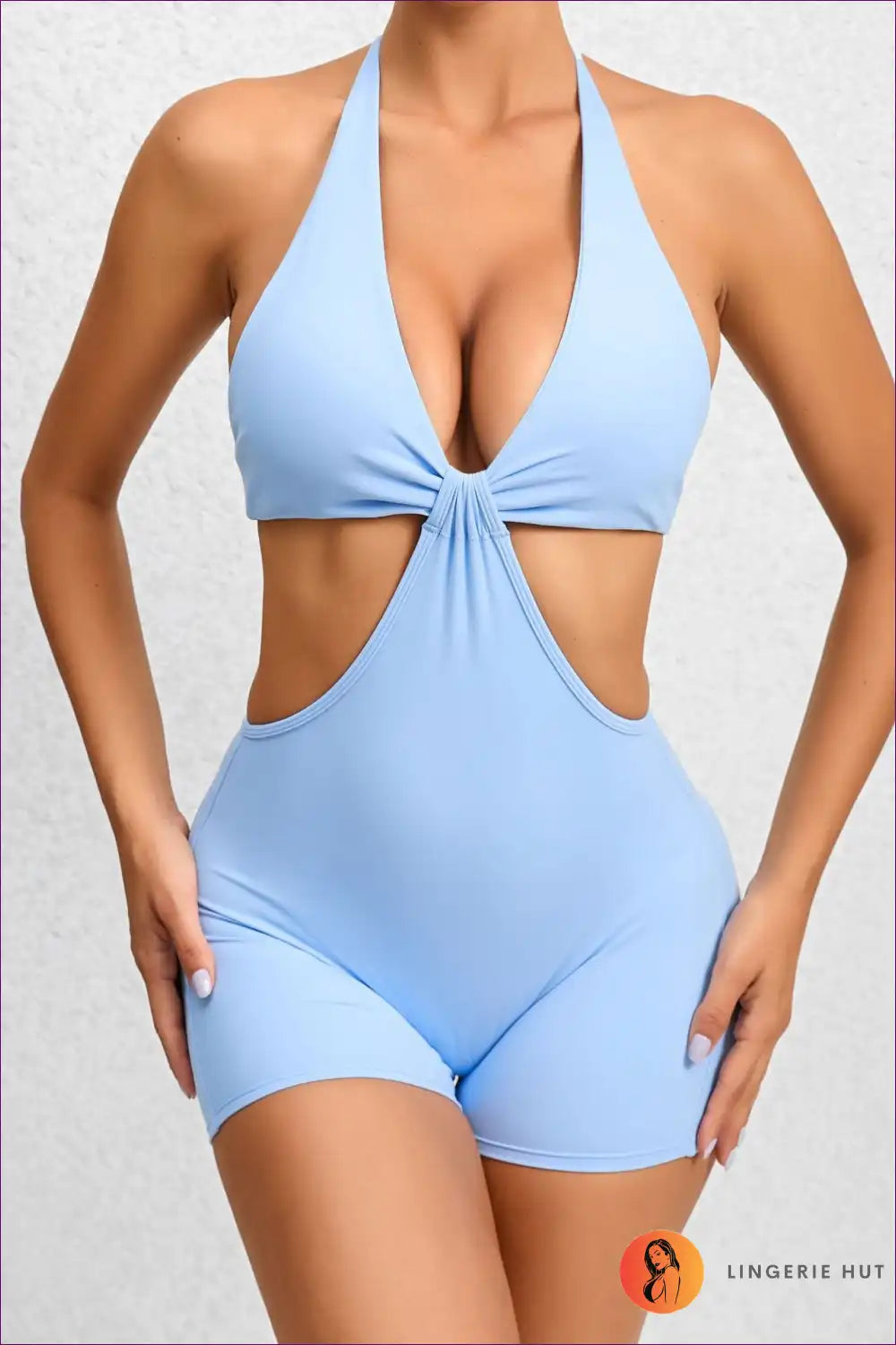 Athletic Diva, Conquer With Backless Allure And Ruched Finesse! Embrace The Slim Fit Tie Accentuation. Limited