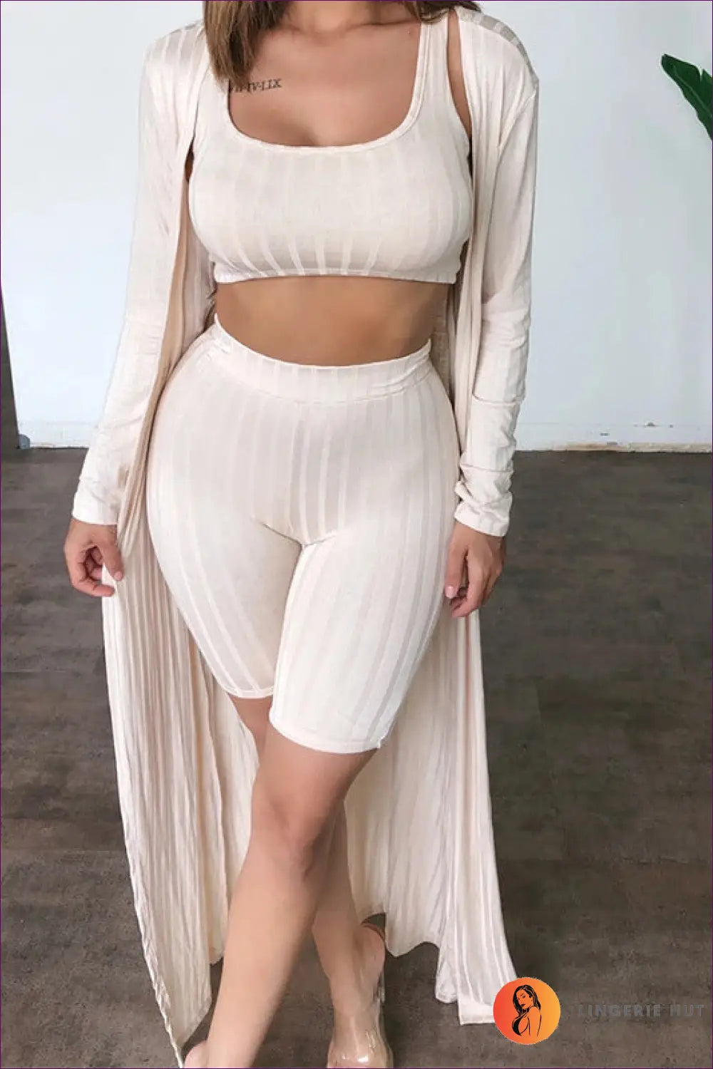 Square Neck Long Sleeve co Ord Set - Effortless Elegance - s / Apricot - Clothing • Crop Top • Date Night • Loungewear