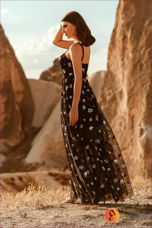 Star Mesh Maxi Dress with Cutouts - Night out Allure - Dresses - Lingerie Hut - Autumn • Bodycon • Clubwear • Cutout