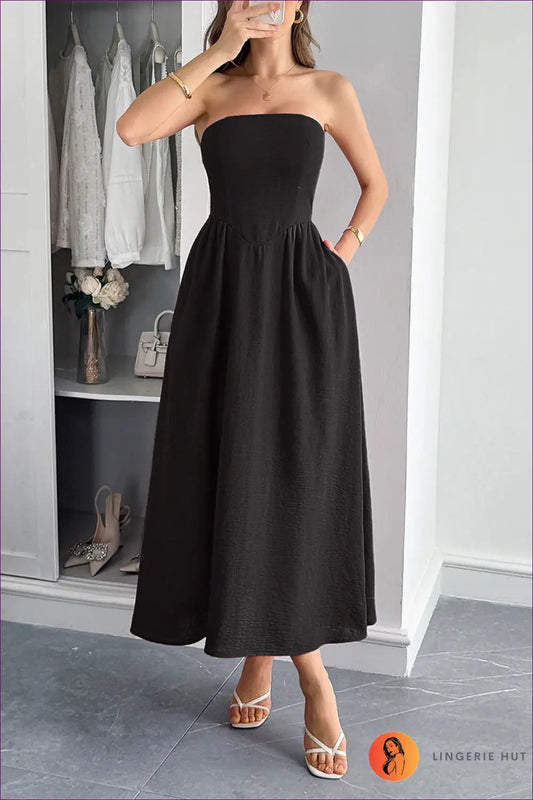 Strapless Maxi Dress with Flared Skirt - Effortless Summer Ritual - s / Black - Dresses - Lingerie Hut - A-line