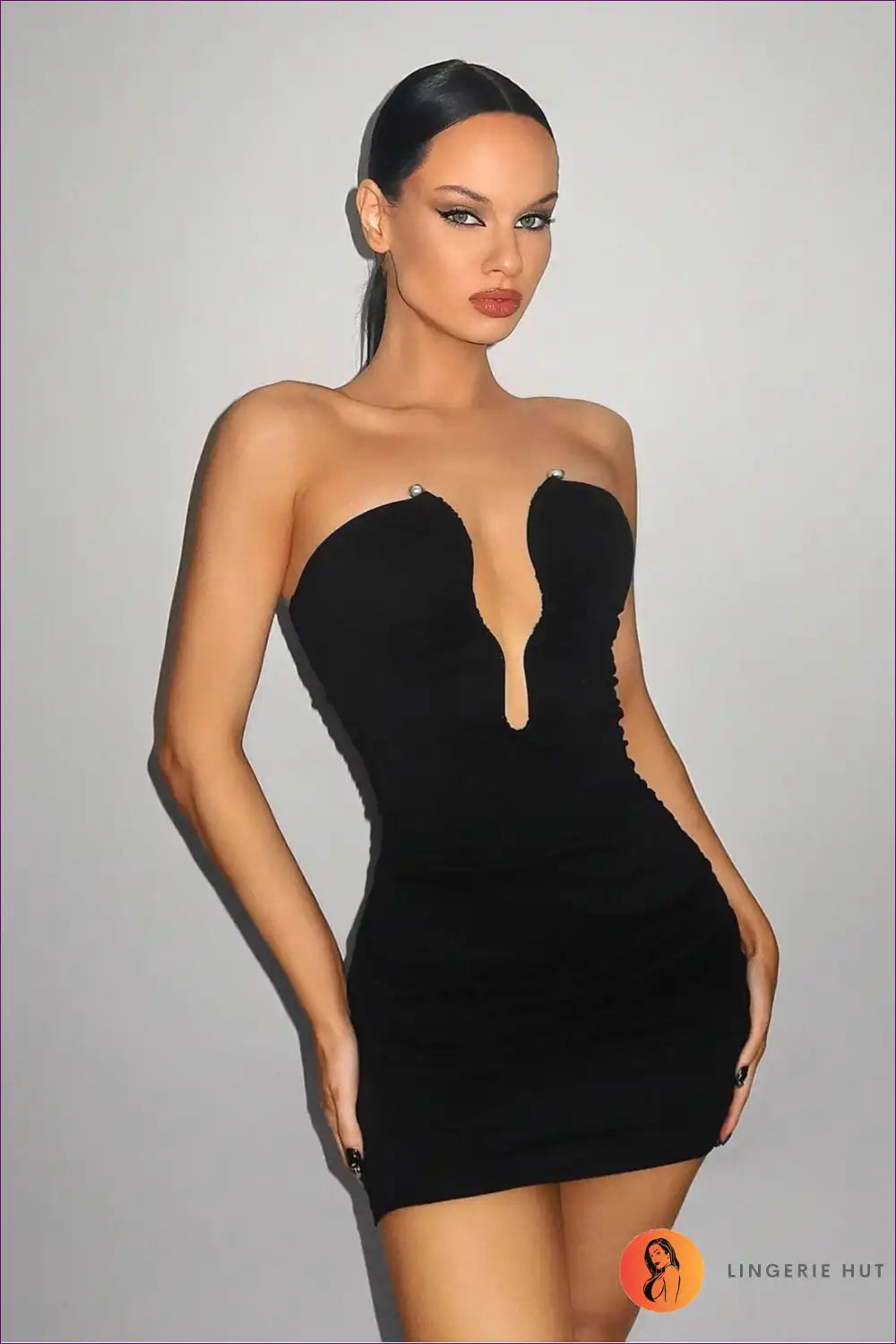 Strapless Mini Dress with Cutout Detail for Party Evenings Bodycon, Clubwear, Cutout, Date Night, Evening Wear
