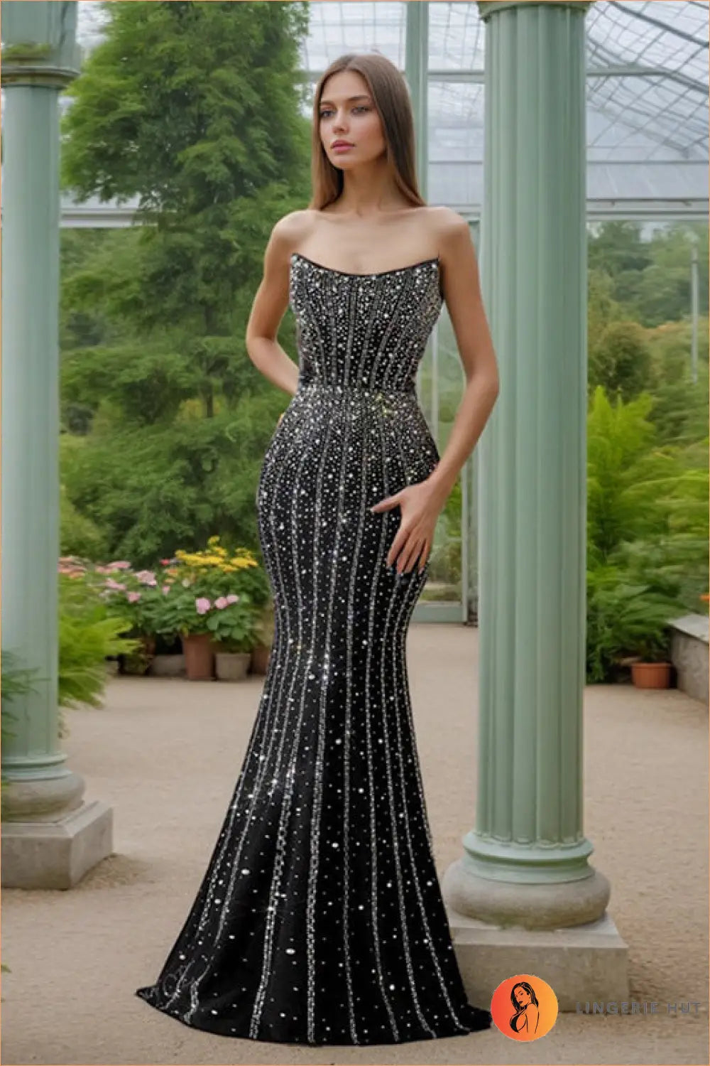 Strapless Rhinestone Mermaid Maxi Dress - Formal Bodycon - s / Black - Elegant • just in • Sailfish