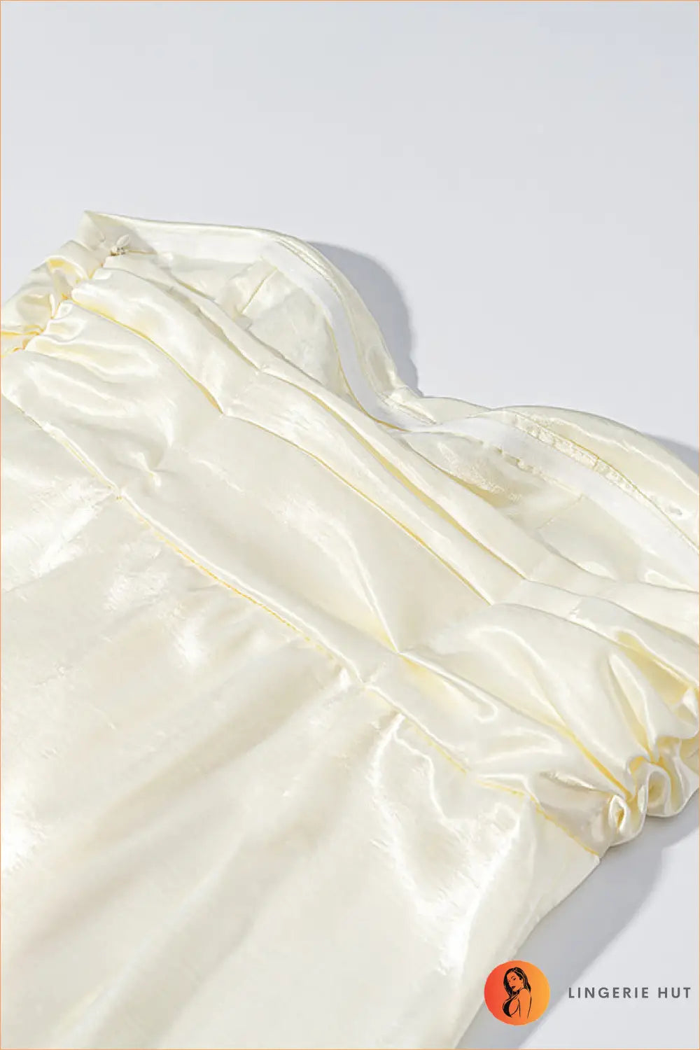 Strapless Satin Maxi Dress - Draped Ruffle Detail - Bodycon • Elegant • just in • Jiajia