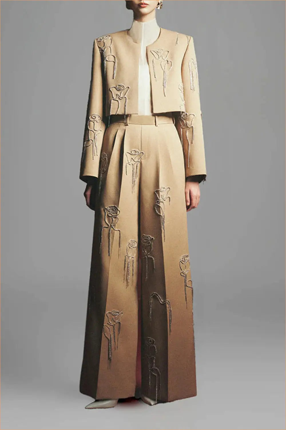 Suit Set with Embroidered Florals - Artisanal Elegance - co Ord - All Season • Casual • Evening Wear • Floral