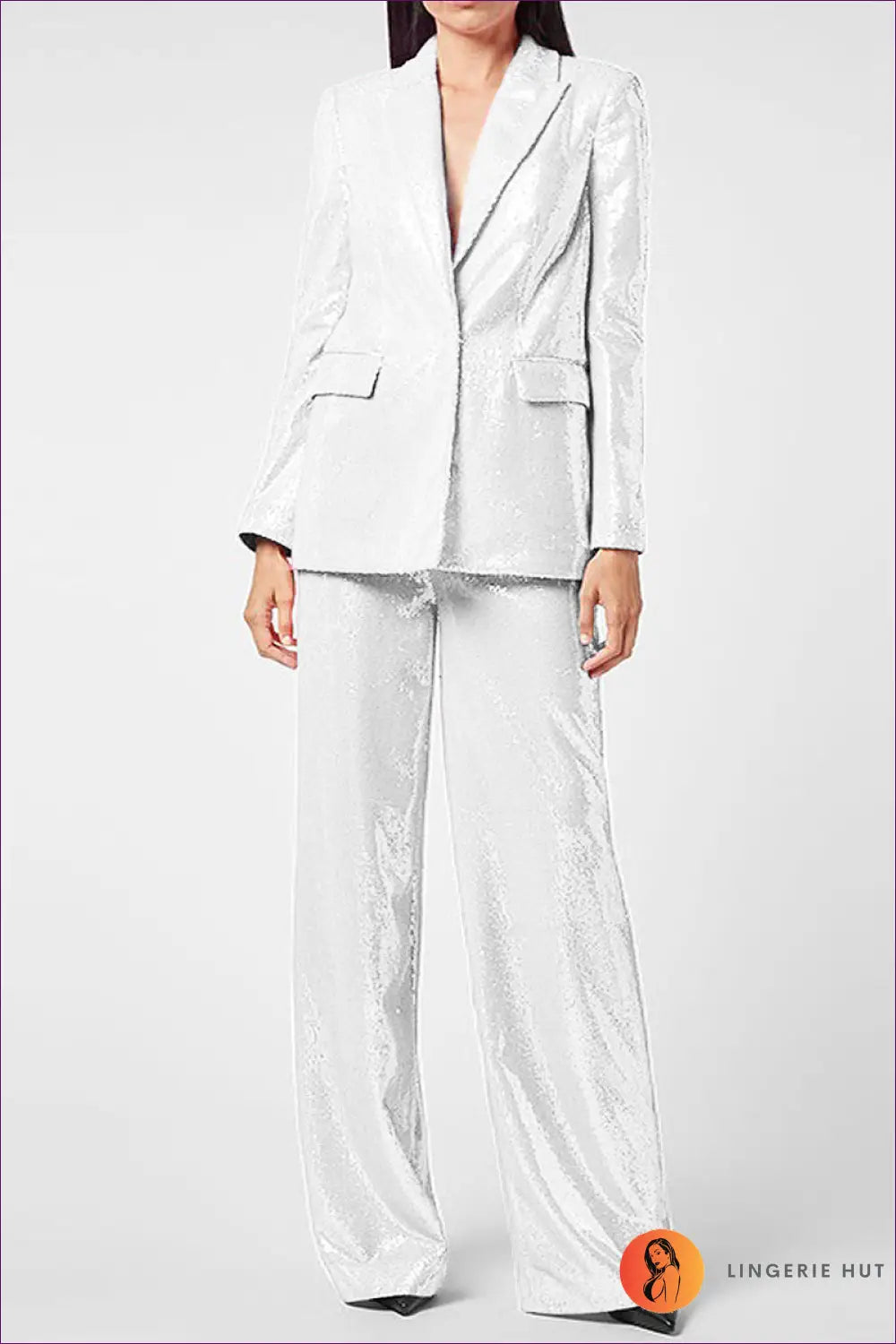 Suit Set with Sequin Details - Power Dressing Redefined - s / White - co Ord - Lingerie Hut - All Season • Evening Wear
