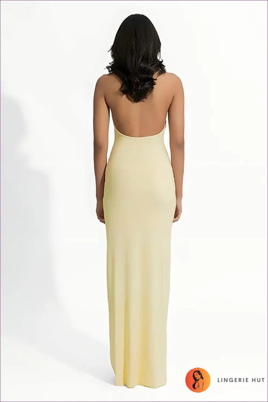 Summer Elegant Halter Deep v Plunge Dress Sexy Backless Sheath for Backless, Bodycon, Evening Wear, Formal