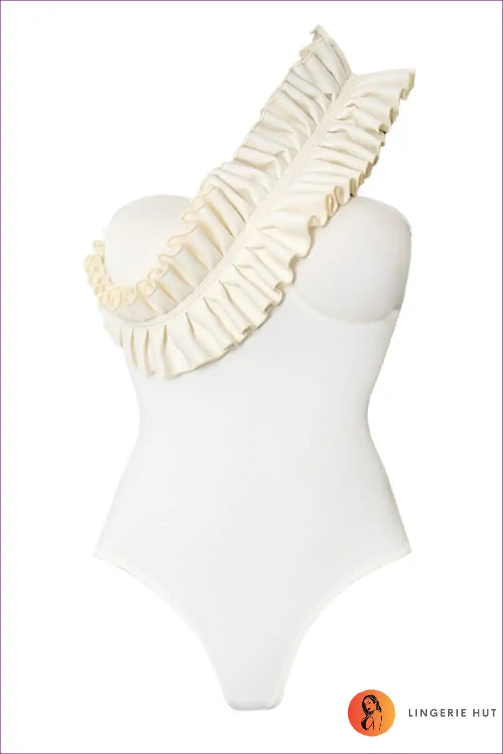 Swimsuit with Ruffle Detail - Poolside Elegance for Beachwear, Boho, Casual, Cutout,