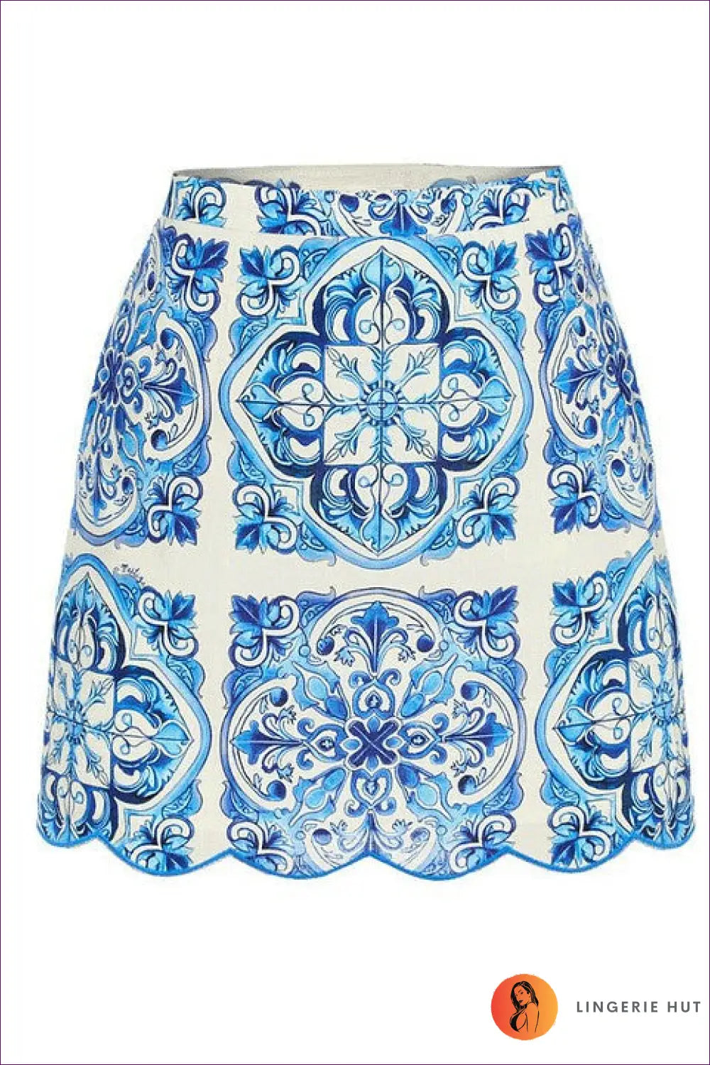 Swimsuit with Tile Print - Mediterranean Escape - one Size / Skirt - Swimwear - Lingerie Hut - Beachwear • Bodycon