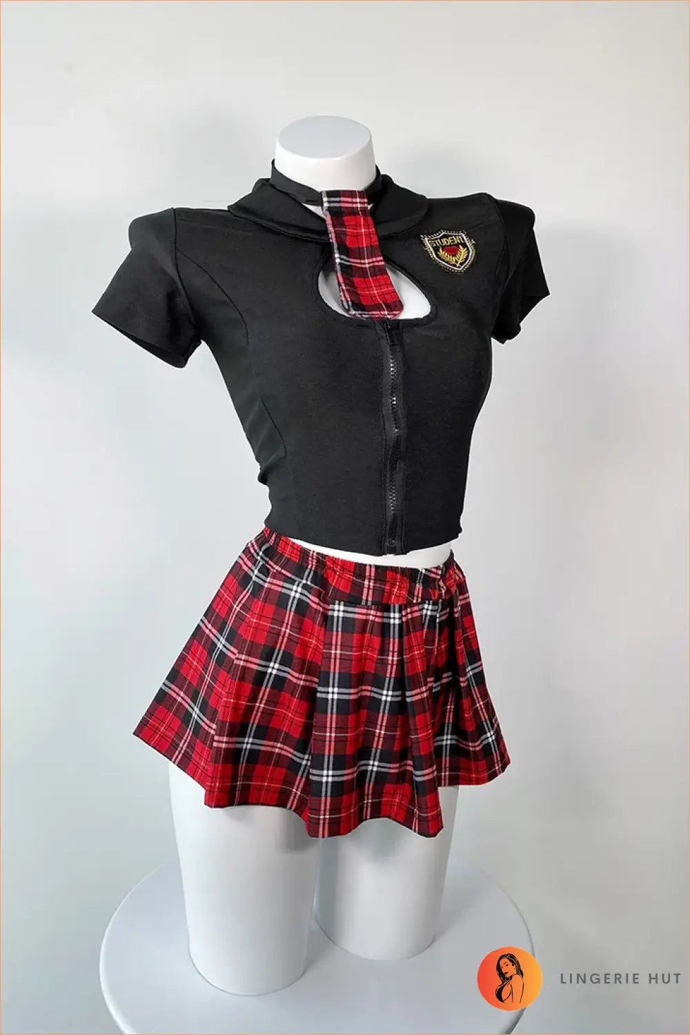 Schoolgirl Costume - Red / one Size - Outfit Set - Chiffon • Party • Sexy • Summer - Lingerie Hut