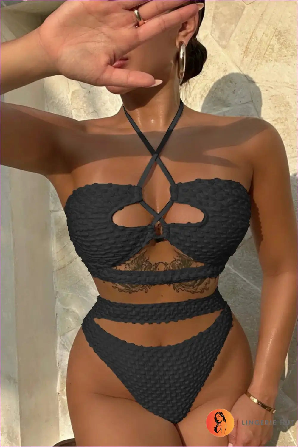 Beige Drawstring Bikini - Embrace Boho Vibes For x