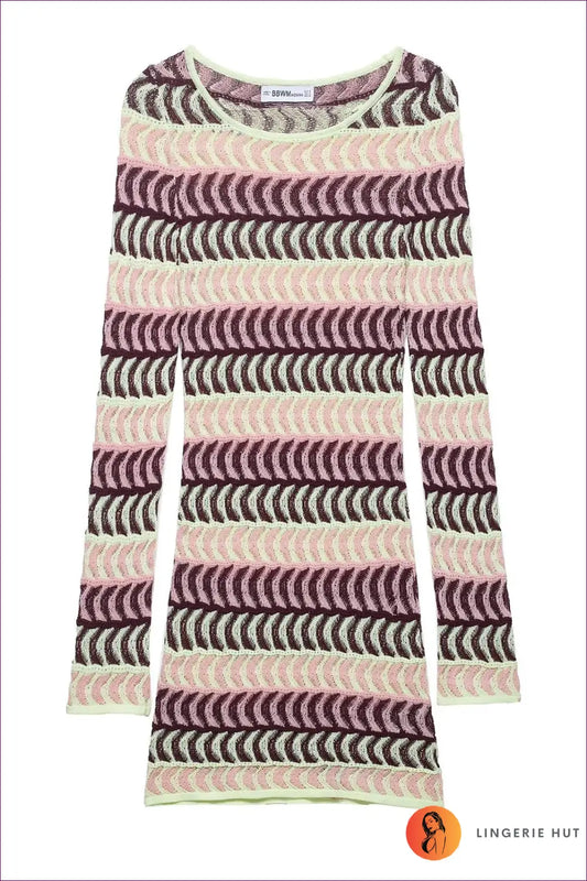 Textured Stripe Knit Mini Dress - Modern Everyday Chic - s / Multi - Dresses - All Season • Autumn • Bodycon • Casual