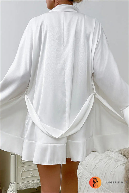 Three Piece Lounge Set with Ruffle Shorts - Soft Everyday Comfort - Loungewear - Lingerie Hut - All Season • Casual