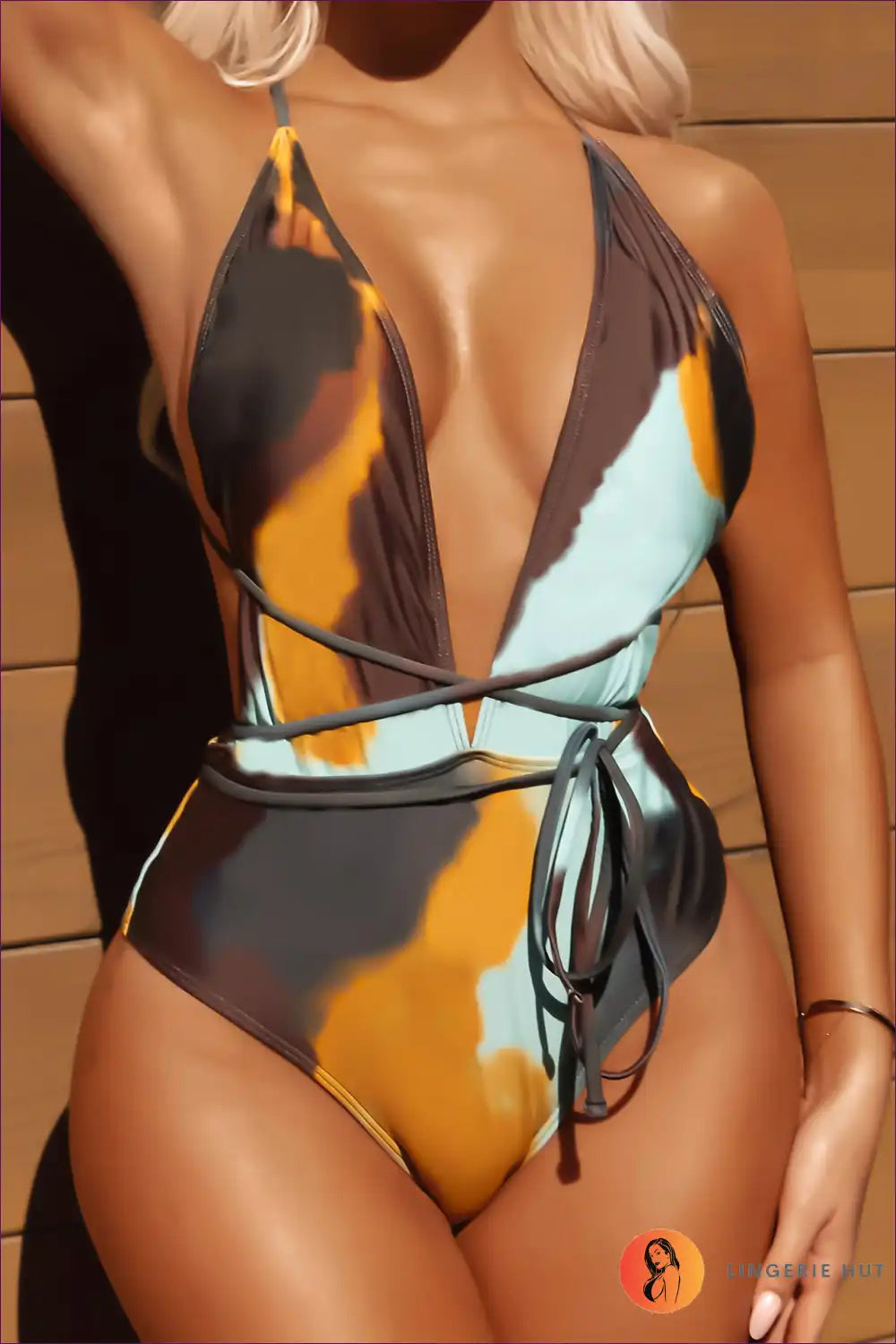 Tie-dye Lace-up One Piece Swimsuit - Boho Beach Beauty For x