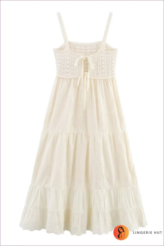 Tiered Knit Slip Dress with Embroidered Bodice - Summer Ease - Dresses - Lingerie Hut - A-line • Boho • Casual • Cotton