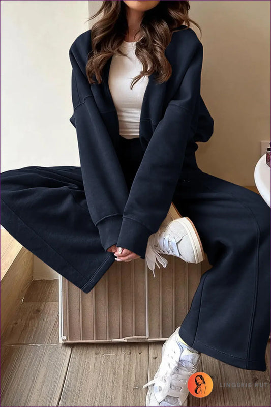 Loungewear Tracksuit Set with Zip Jacket - Elevated Leisurewear - s / Purplish Blue - Lingerie Hut - Activewear • All