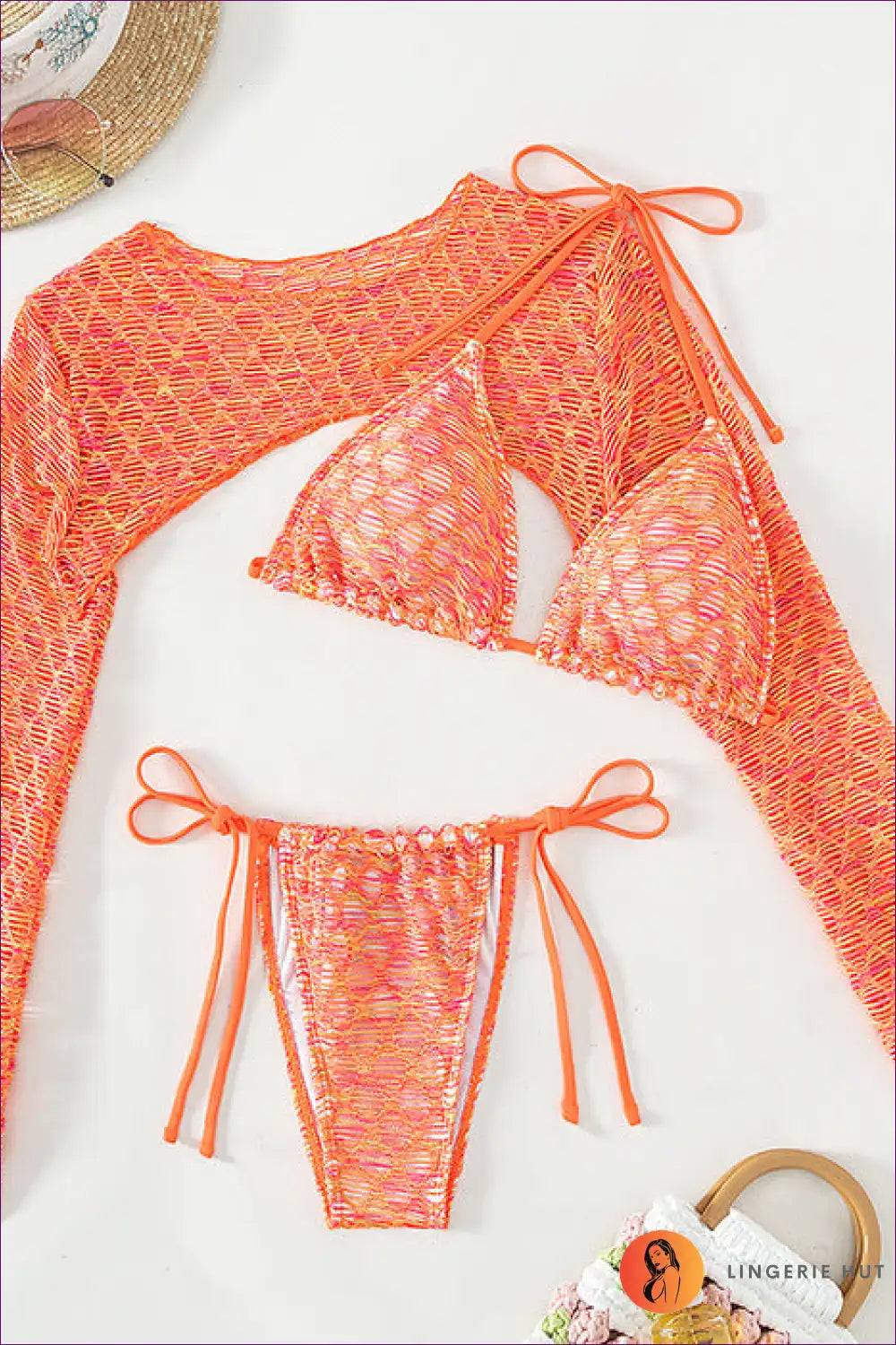 Elevate Your Poolside Style With Our Trendy Three-piece Swimwear Set. Versatile, Stylish, And High-quality,