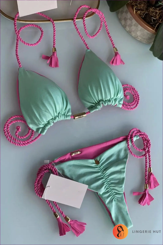 Triangle Bikini with Braided Rope - Free-spirited Summer Edit - Lingerie Hut - Beachwear • Boho • Casual • Cutout