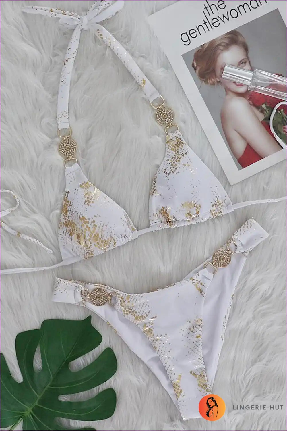 Unleash Your Exotic Charm With Lingerie Hut’s Snake Pattern Bronzing Bikini. High-cut Design Meets Boho