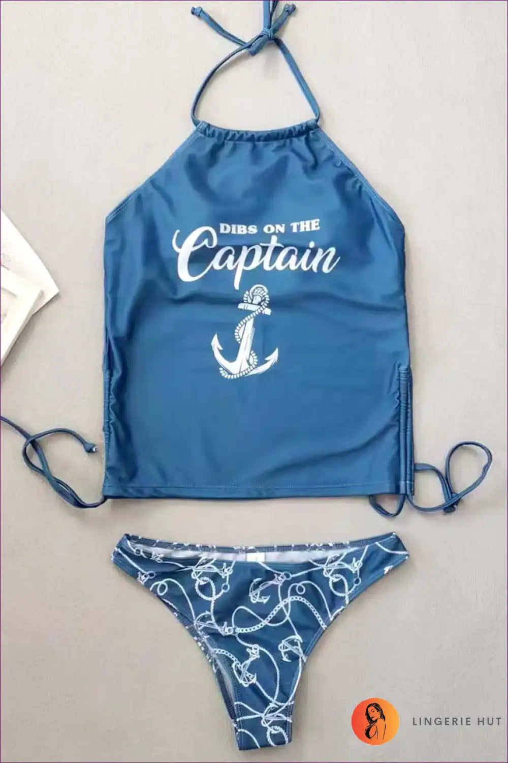 Tropical Print Swimsuit with Lace-up Detail - Summer Escape Edit - s / Blue Captain - Swimwear - Beachwear • Cutout