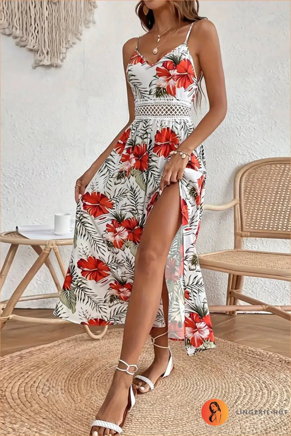 Tropical Floral Maxi Dress - Summer Vacation Edit - Dresses - Boho • Casual • Clothing • Cutout • Lingerie Hut