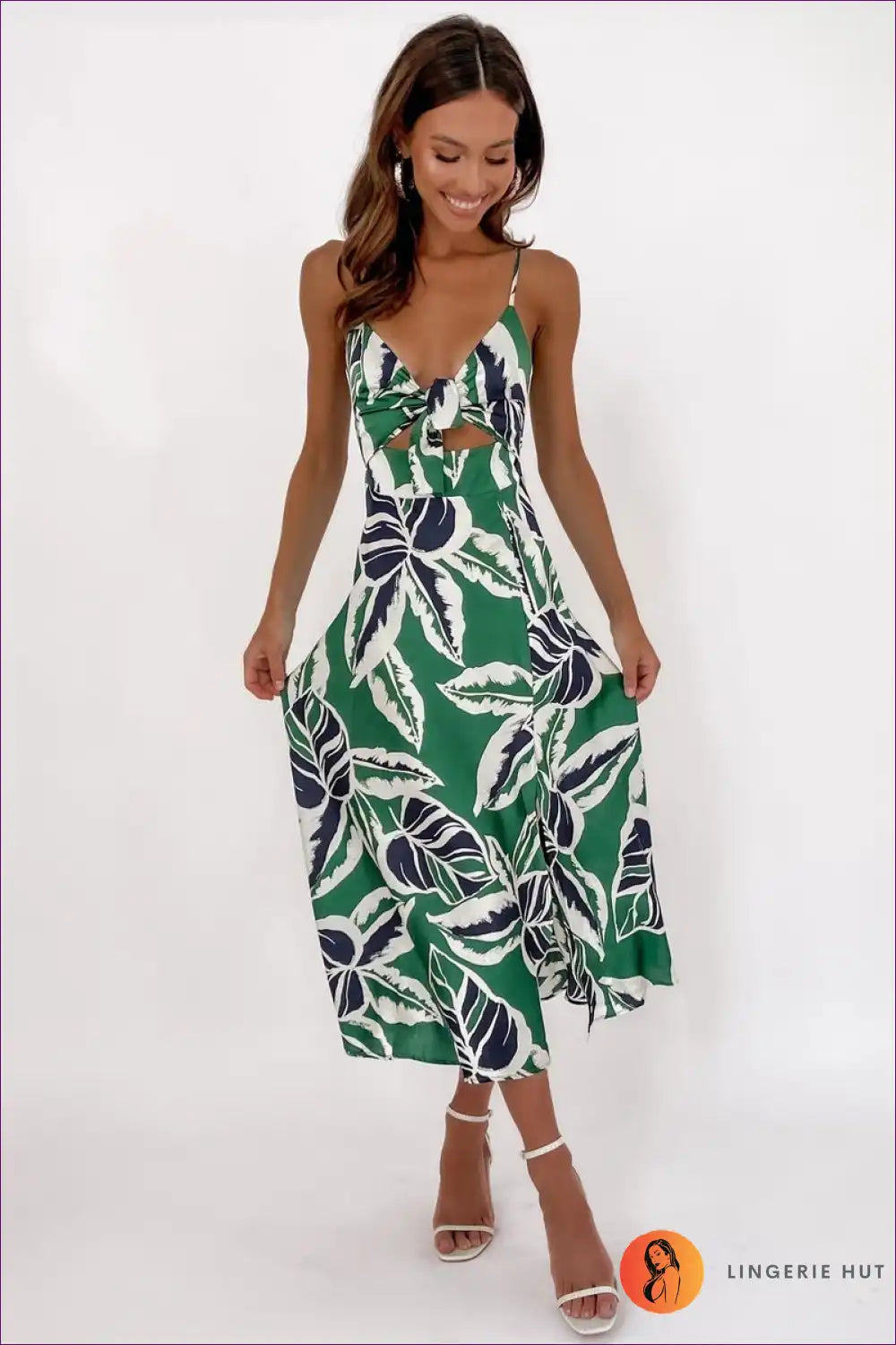 Tropical Floral Tie-neck Dress - Effortless Chic