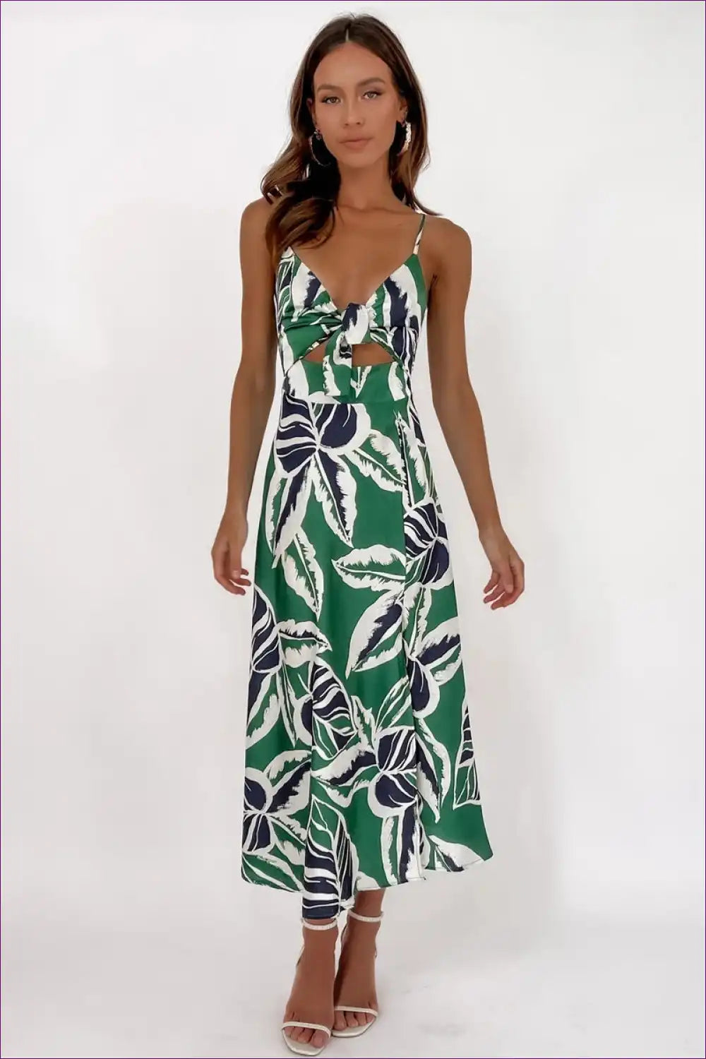 Tropical Floral Tie-neck Dress - Effortless Chic