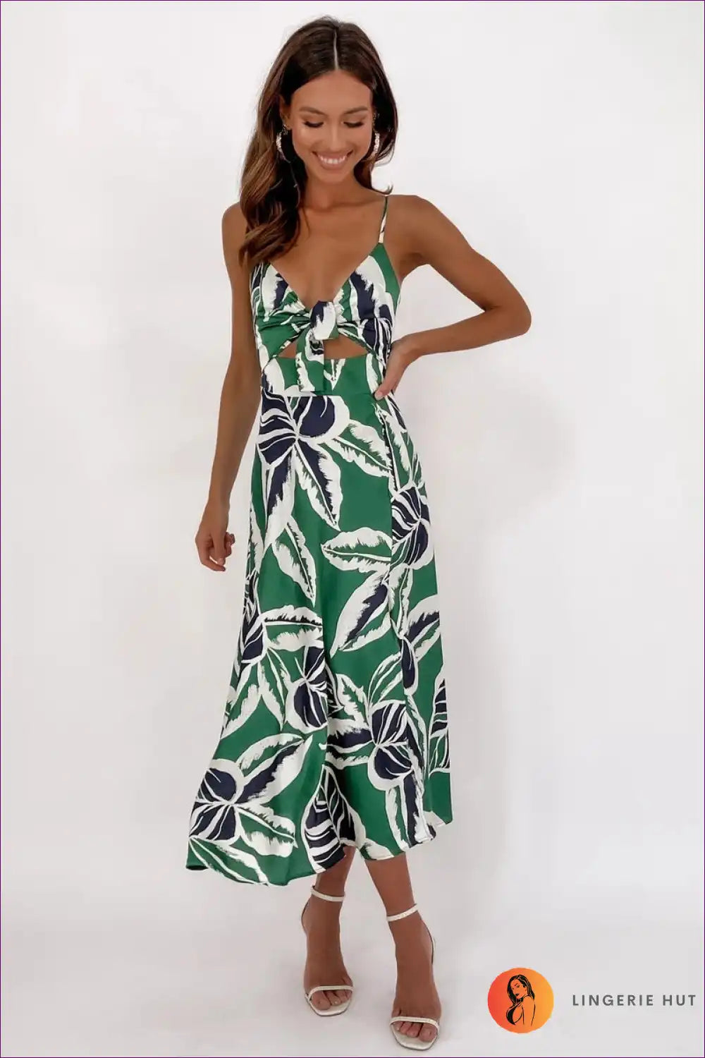 Tropical Floral Tie-neck Dress - Effortless Chic