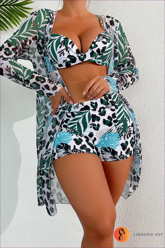 Tropical Print Loungewear Set - Effortless Summer Escape - s / Green - Lingerie Hut - All Season • Beachwear • Casual