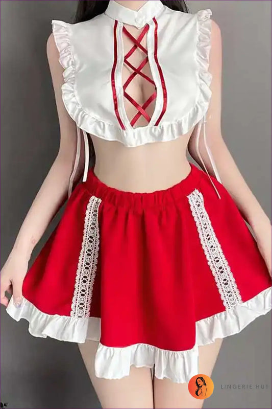 Maid Costume Two-piece co Ord - Fantasy Roleplay Ready - Lingerie Hut - Backless • Night