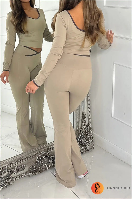 Co Ord Set with Contrast Trim - Effortless Day-to-night Style - Lingerie Hut - Activewear • All Season • Autumn • Casual