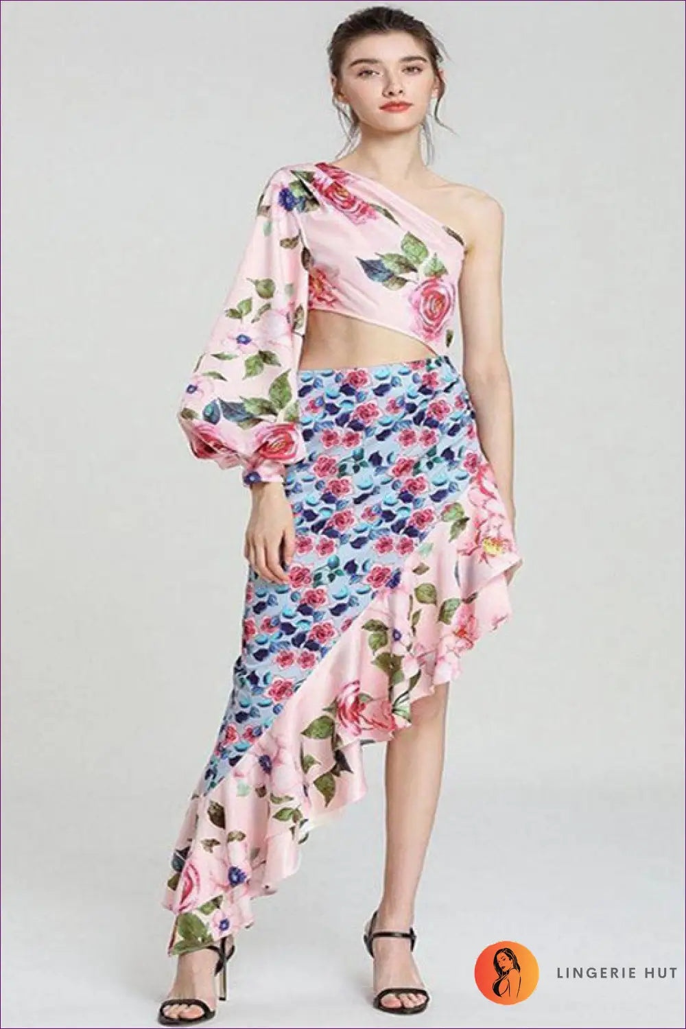 Two-piece Set with Floral Print - Bohemian Romance - co Ord - Lingerie Hut - A-line • Boho • Casual • Cutout