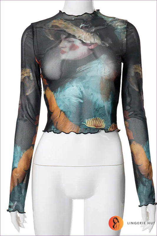 Two-piece Set with Sheer Sleeves - Artistic Expression - s / Colorful Coat - co Ord - Lingerie Hut - All Season