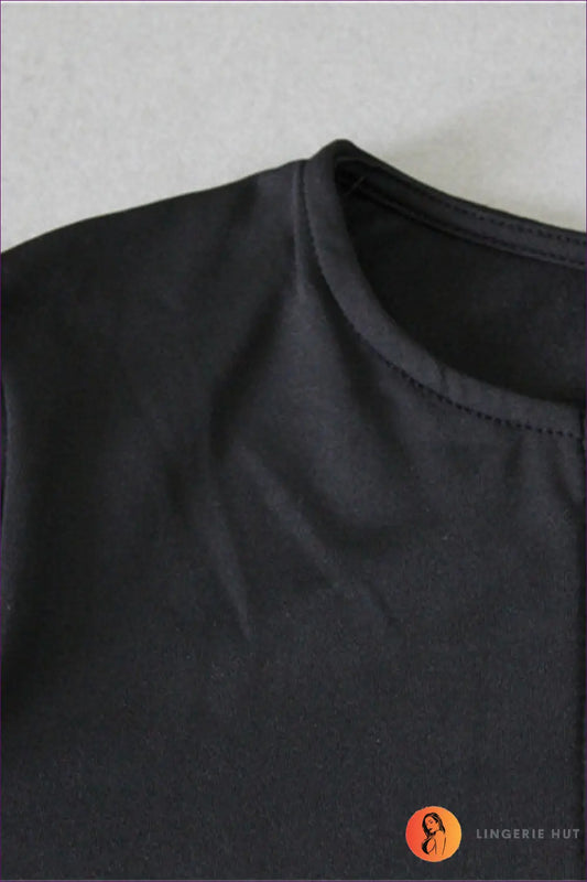 V Neck Long Sleeve Bodysuit - Effortless Elegance - Lingerie - Hut - All Season • Black • Cotton • Date Night