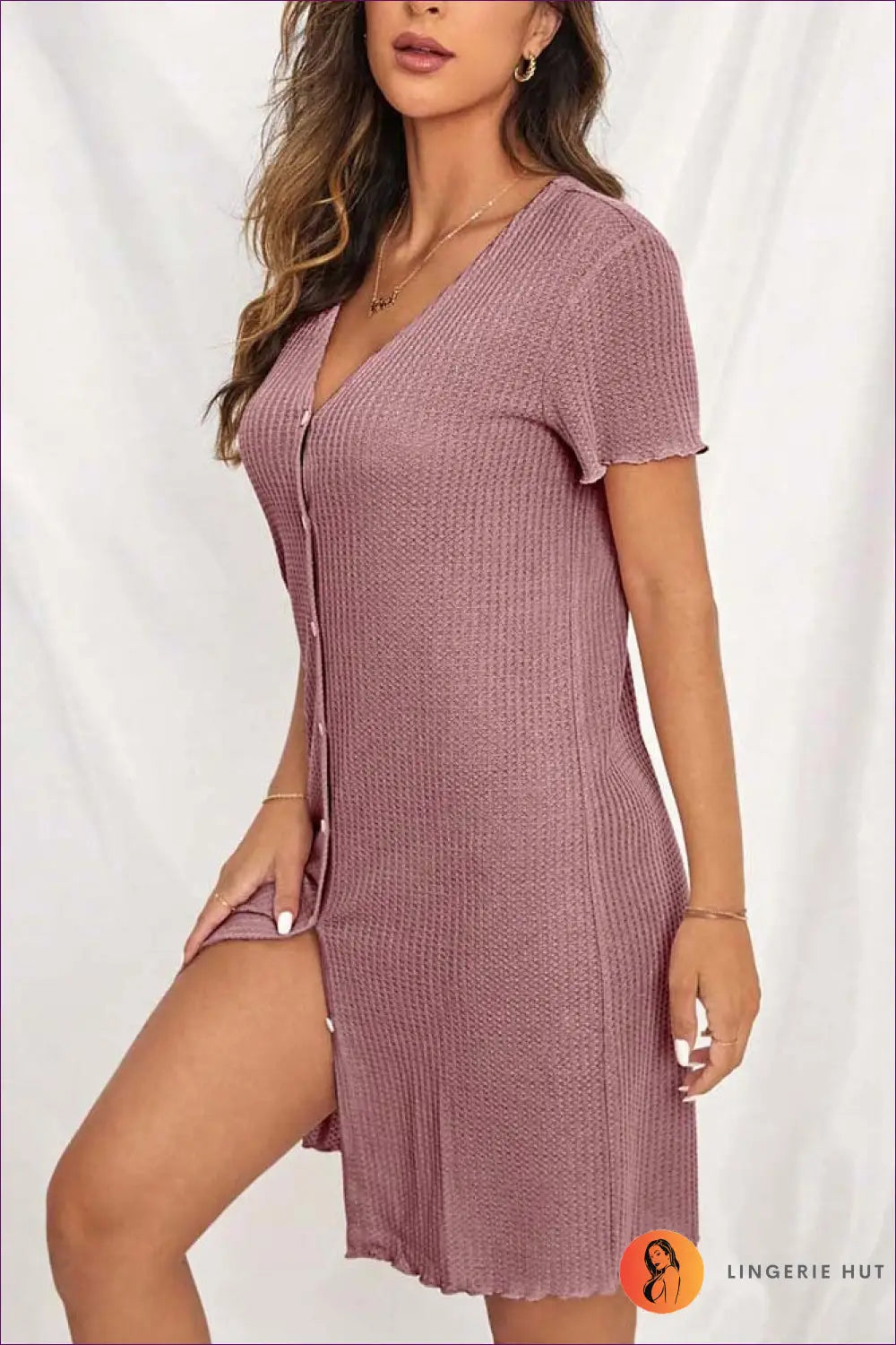 V-neck Nightdress A-line - Effortless Summer Ease - Button Front • Everyday • Loungewear • Night in • Nightdress