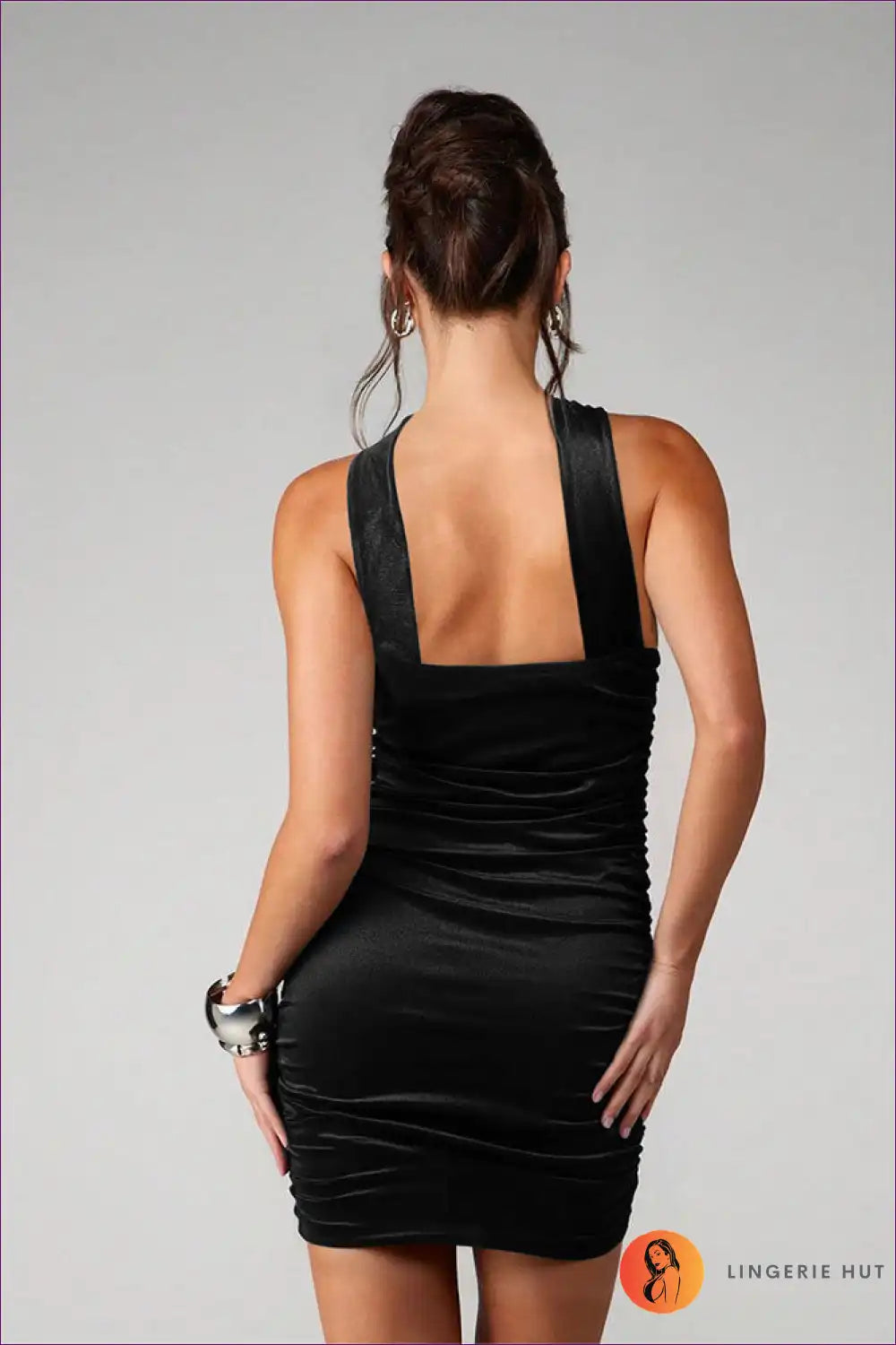 Velvet Strapless Bodycon Mini Dress with Choker - Night out for Bodycon, Choker, Clubwear, Date Night,