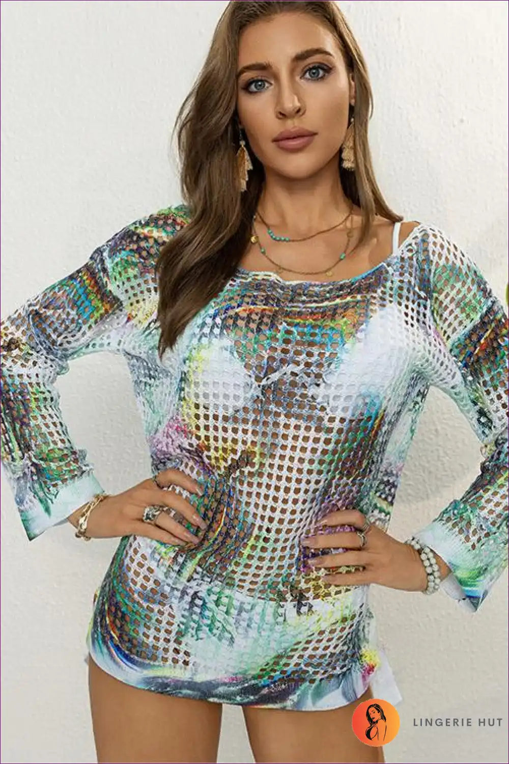 Vibrant Mesh Beach Cover-up – Bold & Breezy