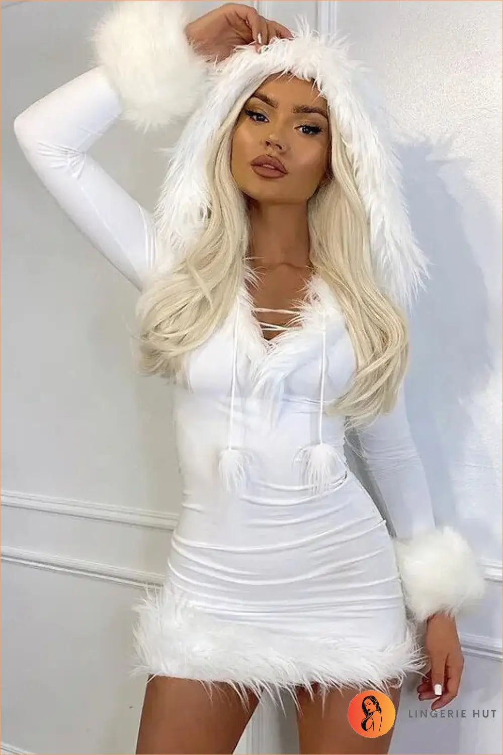 Furry Mini Costume - Luxe Winter Glamour - White / s - Best Seller • Date Night • Lingerie Hut