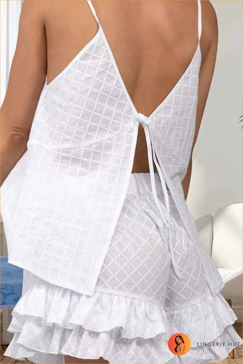 White Ruffled co Ord Set - Playsuit - Clothing • Cotton • Date Night • Glamour - Lingerie Hut