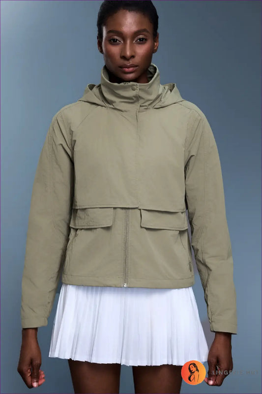 Windbreaker with Hood - Urban Adventure Ready - 4 / Pure Oak - Jacket - Lingerie Hut - Activewear • All Season • Autumn