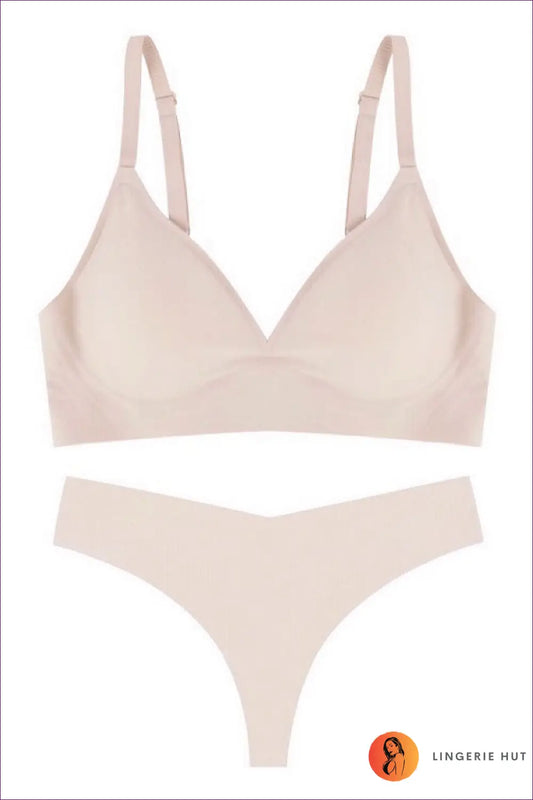 Wireless Triangle Bra Set with Seamless Hipsters - Modern Minimalism - Lingerie Hut - All Season • Casual • Cotton