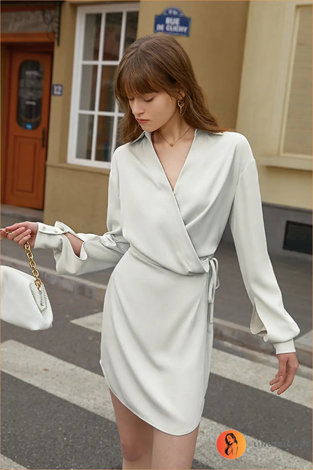 Wrap Mini Dress with Side Tie - Effortless Elegance for Workdays - s / Conglomerate Gray - Dresses - A-line • All