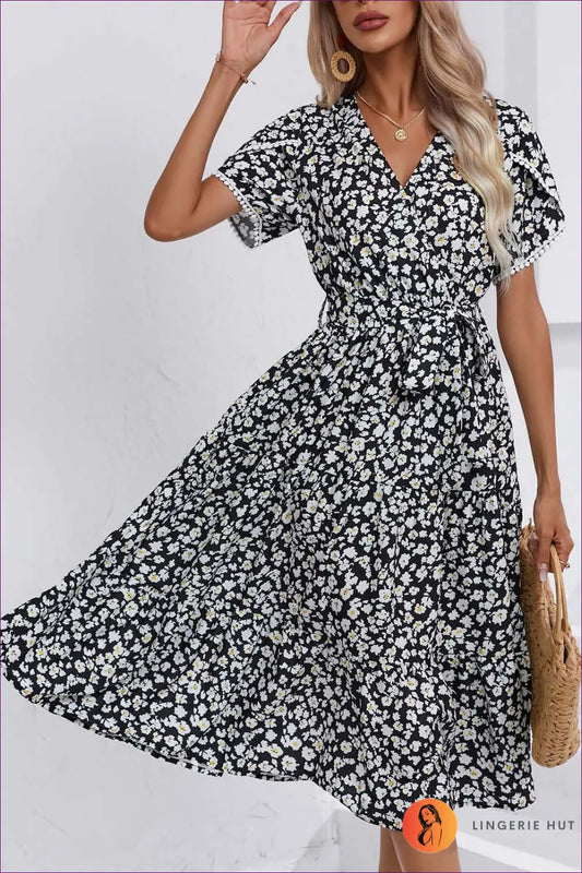 Wrap Midi Dress with Tie Waist - Understated Glamour - Dresses - Lingerie Hut - A-line • All Season • Autumn • Casual