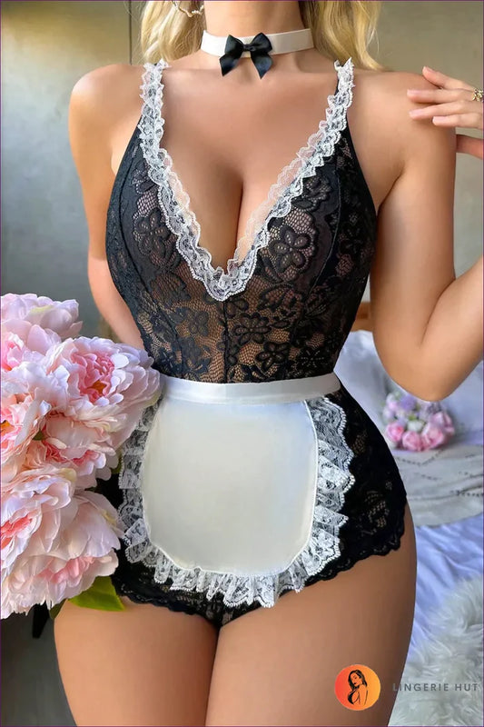 Unveil Your Fantasy with the Sheer Lace Delight Maid Outfit