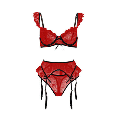 Lace Lingerie Set - Sultry Sophistication with Suspender Belt